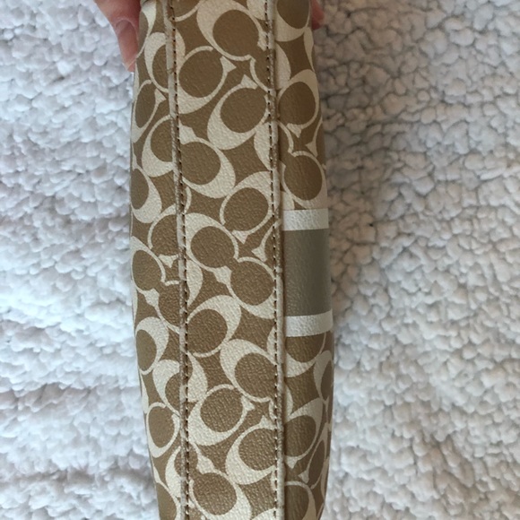 Gently used gold Coach cosmetic bag - Picture 6 of 7